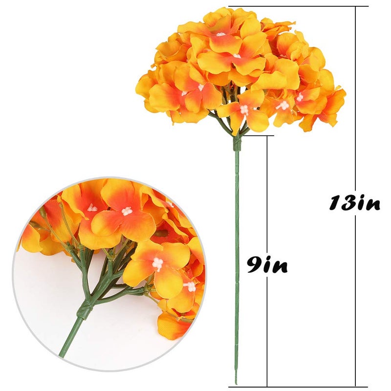 Flojery Silk Hydrangea Heads Artificial Flowers Heads with Stems for Home Wedding Decor,Pack of 10 (Sunset) - Image 5